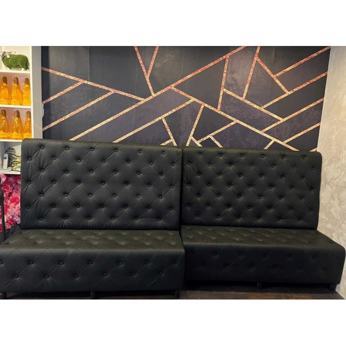 Laura - Canapé de bar et fauteuil de bar sur mesure pour local en éco-cuir (cuir écologique), tissu