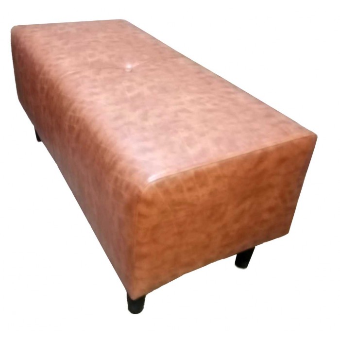 Customized Opal bench in faux leather with wooden legs for bar restaurant, hotel