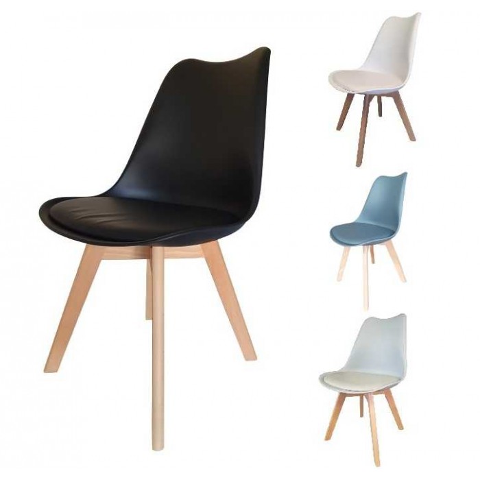 LEA - Chaise  en Hêtre et en Polypropylène pour bar, restaurant, piscine, hôtel