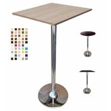 SATURNO RHF110 - Table haute fixe en mélaminé 110cm avec pied central chromé pour bar restaurant hôtel