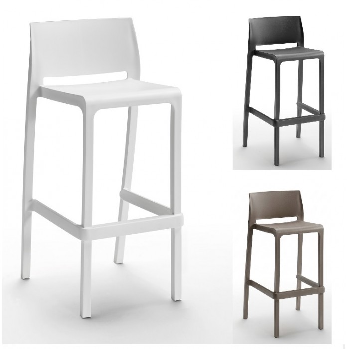 VOLGA STOOL 75 - Tabouret empilable en polypropylène/fibre de verre avec dossier (BICA ITALIE) pour bars,restaurants,pizzerias