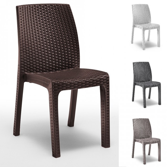 VERONA - Chaise empilable en polypropylène imitation rotin (BICA ITALY) pour bar, restaurant, pizzeria