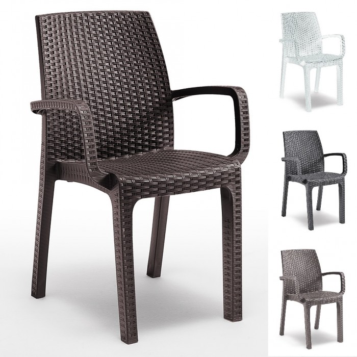 VERONA ARMCHAIR - Fauteuil empilable en rotin synthétique polypropylène avec accoudoirs (BICA ITALIE) bar,restaurant,pizzeria
