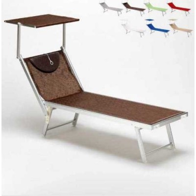 LAGUNA - Lettino professionale prendi sole in alluminio tre posizioni con tettuccio parasole, mare, spiaggia