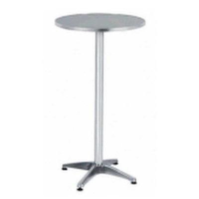 R60-A - TAVOLO IN ALLUMINIO TONDO, diam.60 x H110cm CON GAMBA CENTRALE A 4 PIEDI PER BAR, RISTORANTE, PISCINA, HOTEL, ALBERGO