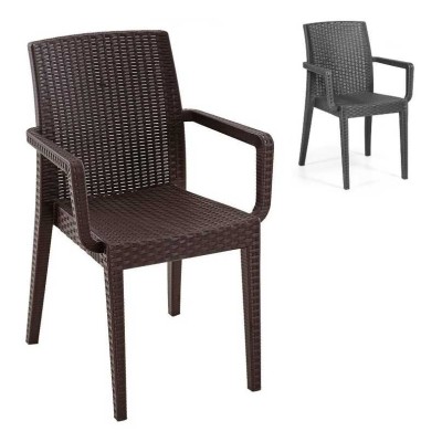 BISTROT -  POLTRONA  IN POLIPROPILENE SIMIL RATTAN IMPILABILE DA ESTERNO PER   HOTEL GRAND SOLEIL