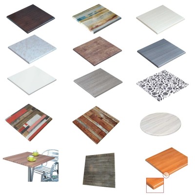 Verzalit - Piano in Werzalit per uso esterno diam.60,70..,60x60, 70x70..,100x60, 120x80cm