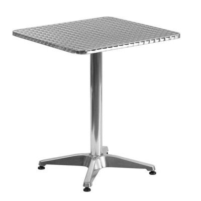 Q60 - TAVOLO IN ALLUMINIO QUADRATO CON GAMBA CENTRALE A 4 PIEDI PER BAR, RISTORANTE, PISCINA, HOTEL, ALBERGO