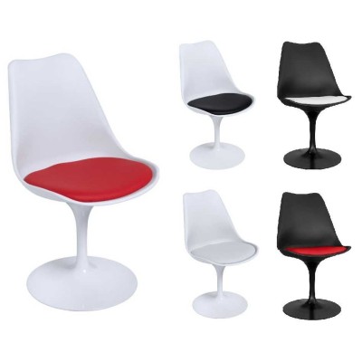 TULIP - Sedia girevole bianca o nera replica design Eero Saarinen con base in fusione di alluminio e seduta in ABS