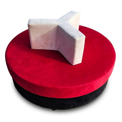 Ronde - Contrat petit canapé sur mesure pour bar et fauteuil pour chambres en éco-cuir (cuir écologique), tissu.