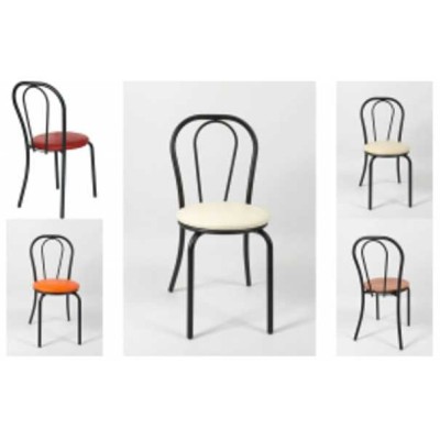 Vienna - Sedia thonet impilabile metallo, imbottita in ecopelle standard o certificata ignifugo 1IM per bar, ristorante, hotel